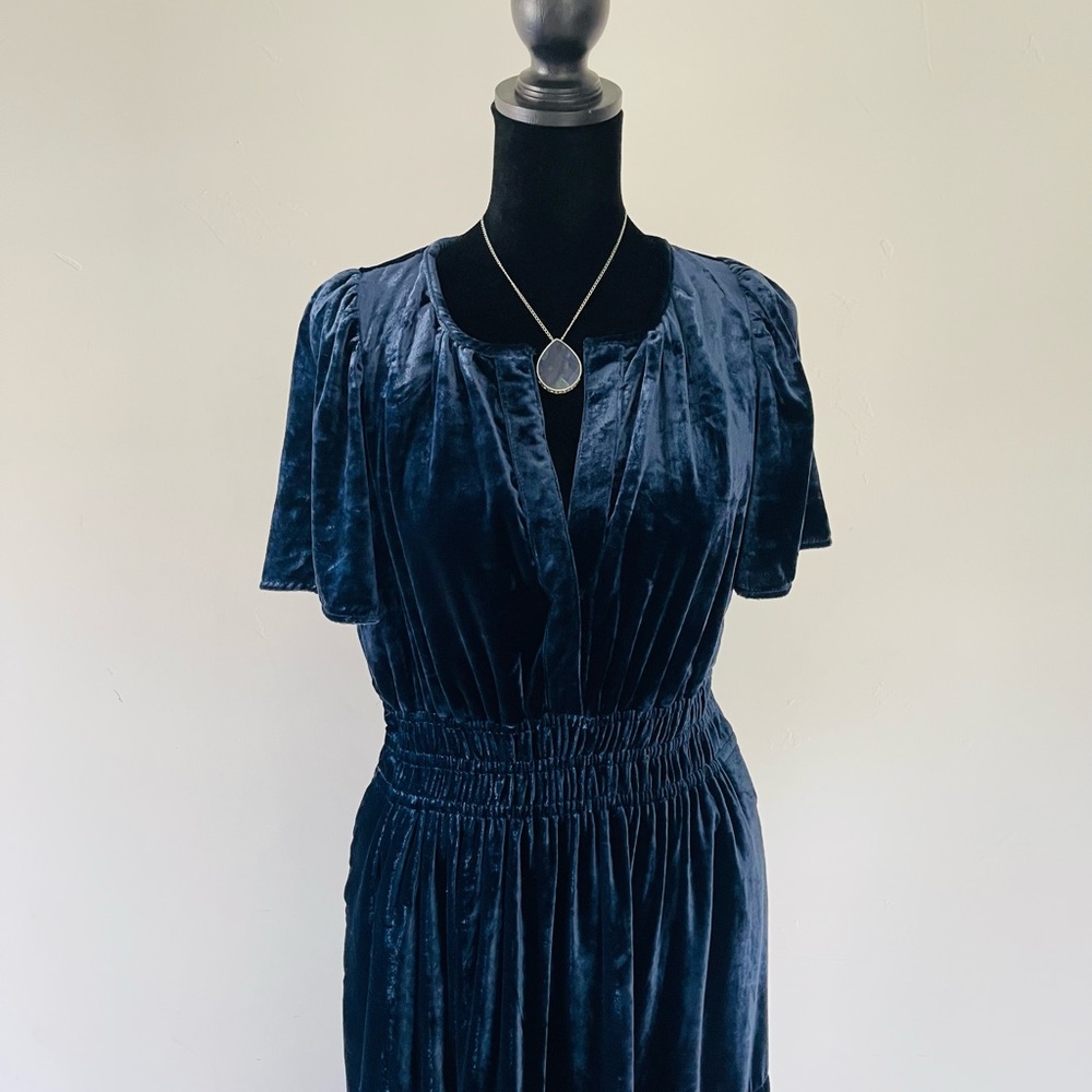 Anthropologie The Somerset Maxi Dress Velvet Edition Navy - Picture 9 of 15